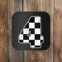 Birthday Boy 4 Four Race Car 4th Birthday Racing Car Flag Coaster thumb 0