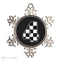 Birthday Boy 4 Four Race Car 4th Birthday Racing Car Flag Ornament thumb 0