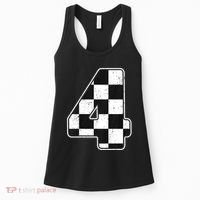 Birthday Boy 4 Four Race Car 4th Birthday Racing Car Flag Women's Tank Top thumb 0