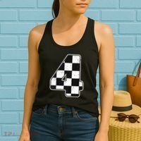 Birthday Boy 4 Four Race Car 4th Birthday Racing Car Flag Women's Tank Top thumb 2