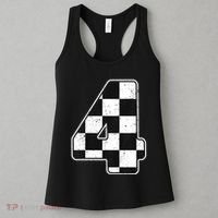 Birthday Boy 4 Four Race Car 4th Birthday Racing Car Flag Women's Tank Top thumb 3