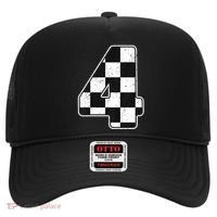 Birthday Boy 4 Four Race Car 4th Birthday Racing Car Flag Hat thumb 0