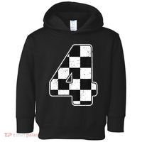 Birthday Boy 4 Four Race Car 4th Birthday Racing Car Flag Toddler Hoodie thumb 0