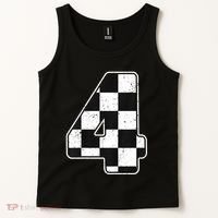 Birthday Boy 4 Four Race Car 4th Birthday Racing Car Flag Tank Top thumb 2