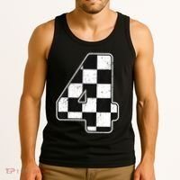 Birthday Boy 4 Four Race Car 4th Birthday Racing Car Flag Tank Top thumb 3