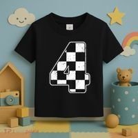 Birthday Boy 4 Four Race Car 4th Birthday Racing Car Flag Toddler T-Shirt thumb 3