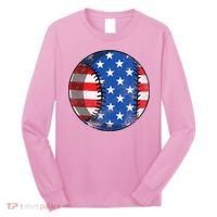 Baseball Ball 4th Of July Boys American Flag Long Sleeve Shirt thumb 0
