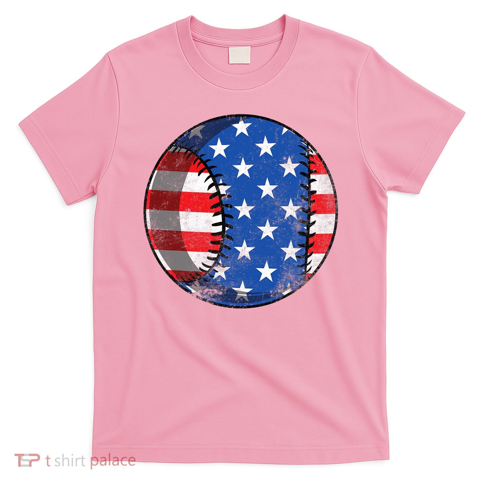 Baseball Ball 4th Of July Boys American Flag T-Shirt