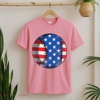 Baseball Ball 4th Of July Boys American Flag T-Shirt thumb 2