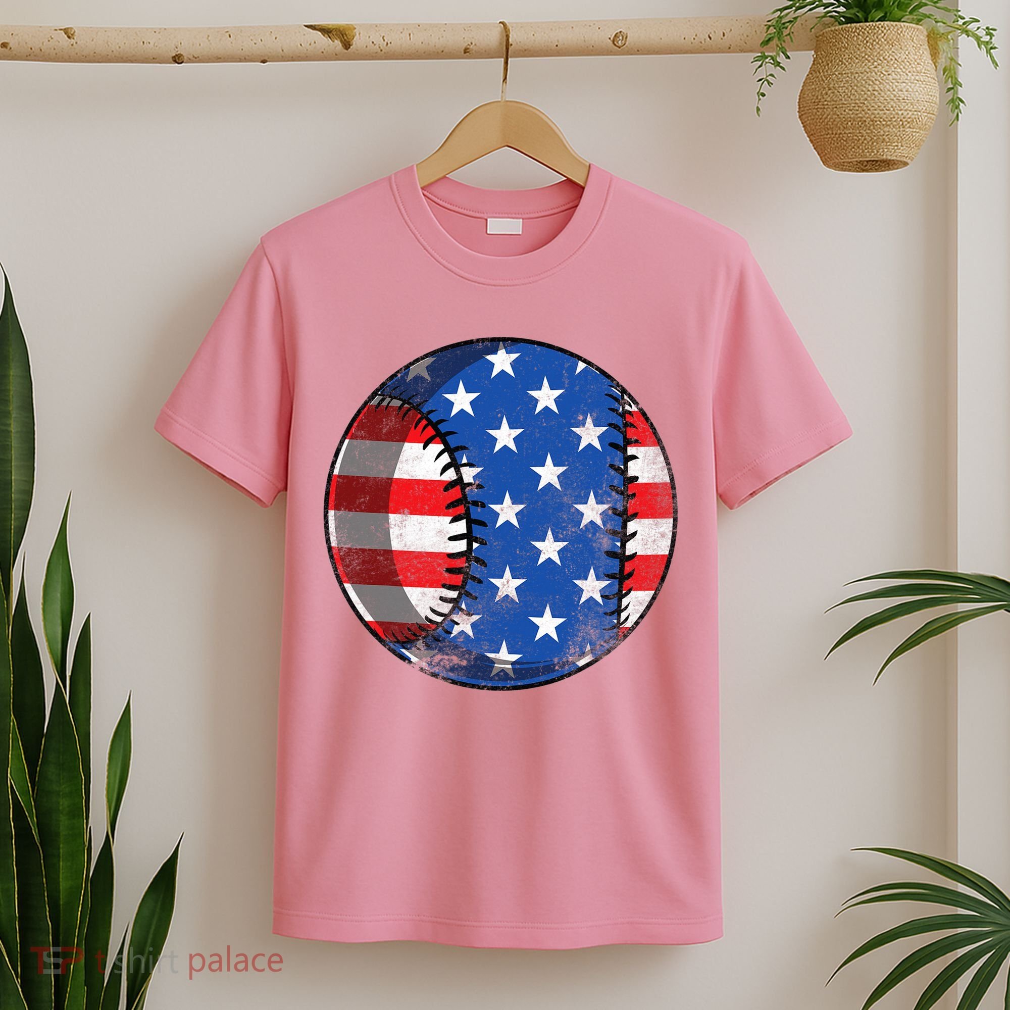 Baseball Ball 4th Of July Boys American Flag T-Shirt