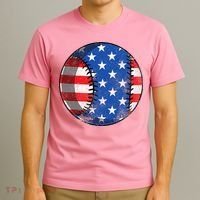 Baseball Ball 4th Of July Boys American Flag T-Shirt thumb 3