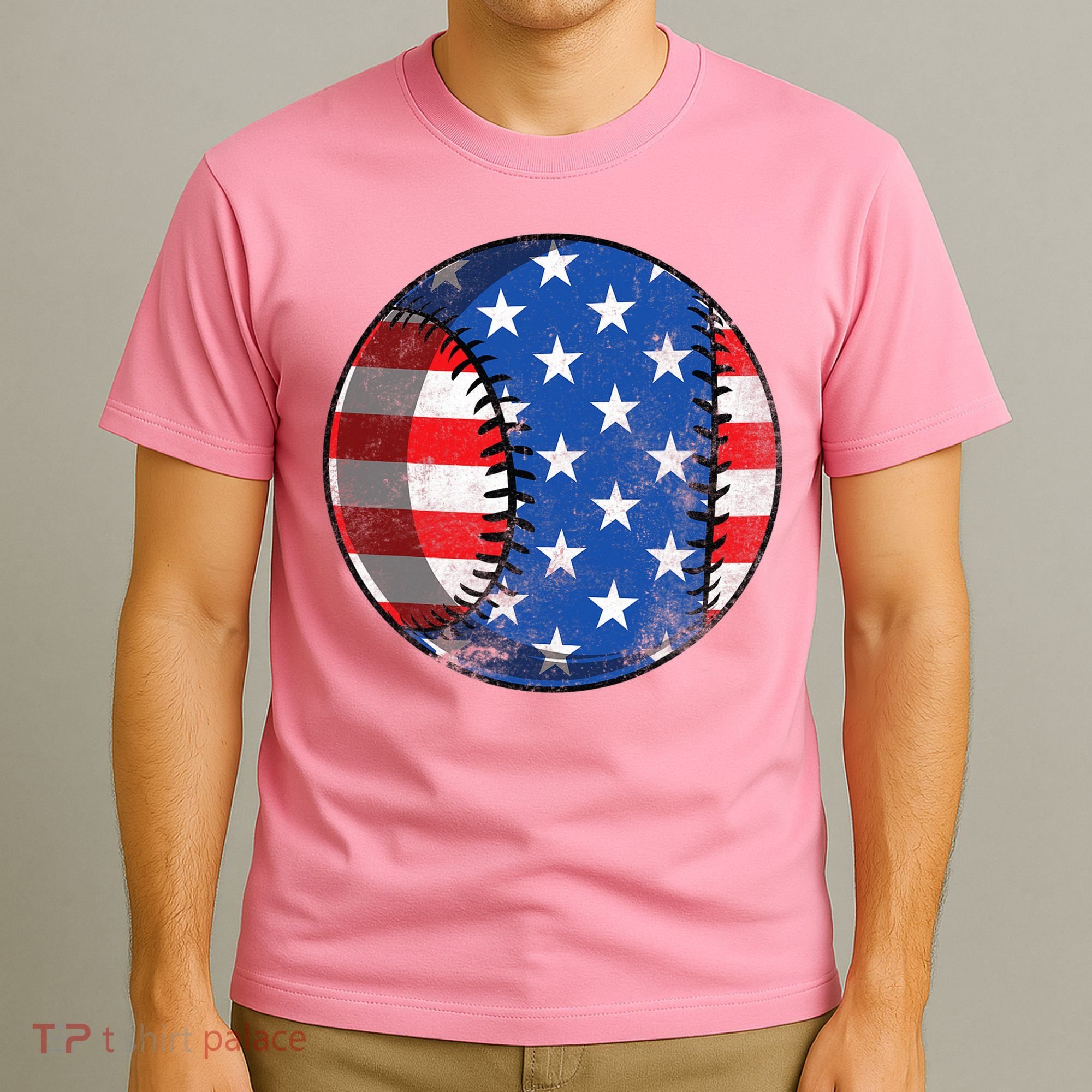 Baseball Ball 4th Of July Boys American Flag T-Shirt
