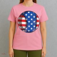 Baseball Ball 4th Of July Boys American Flag T-Shirt thumb 4