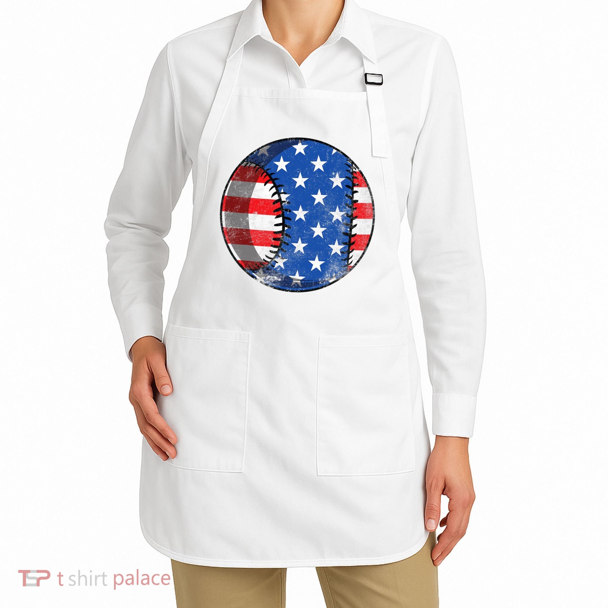 Baseball Ball 4th Of July Boys American Flag Apron
