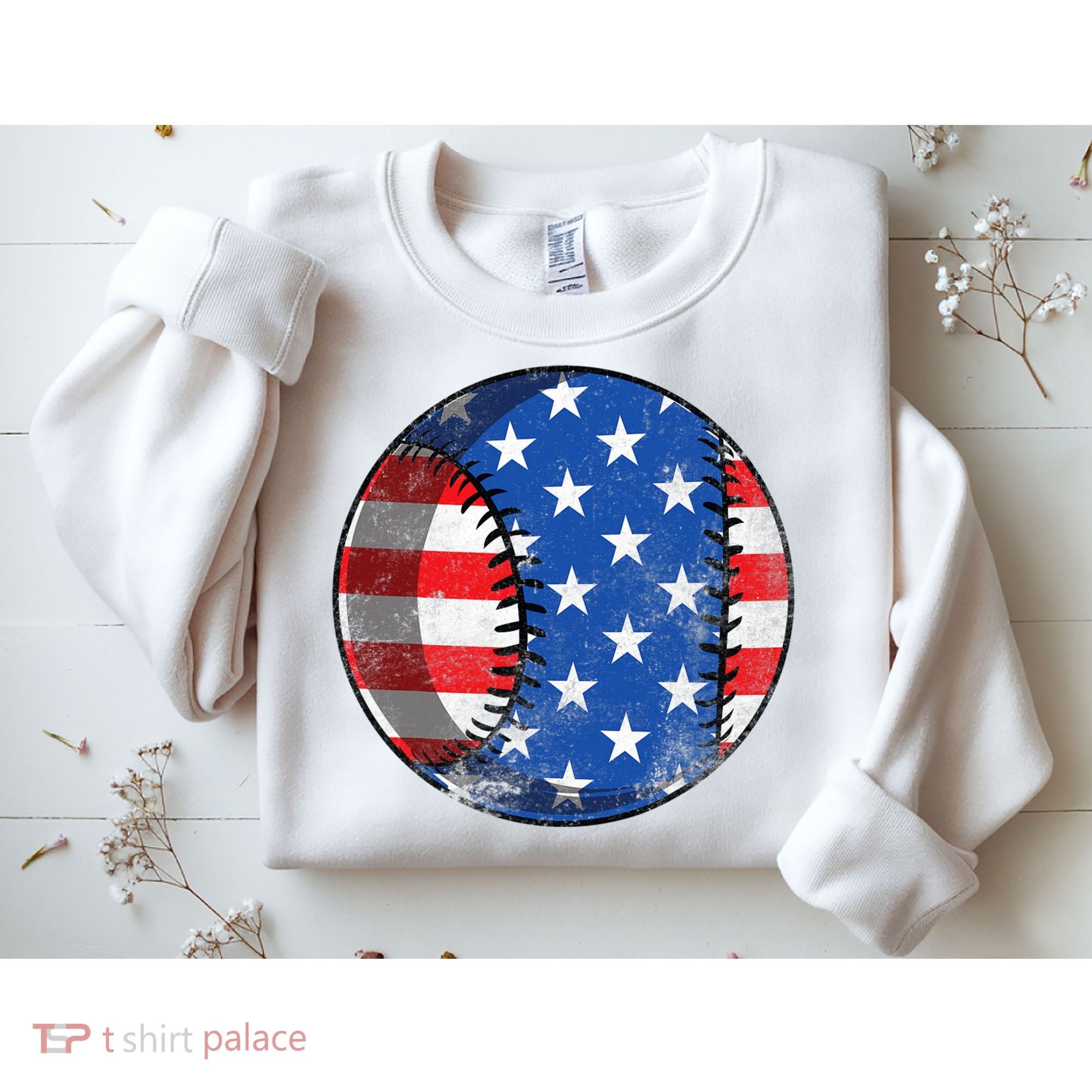 Baseball Ball 4th Of July Boys American Flag Sweatshirt
