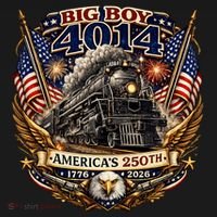 Big Boy 4014 Train 4th Of July US Flag Vintage  Polo thumb 3