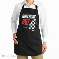 Birthday Boy 4 Four Racing Flag 4th Birthday Race Car Apron thumb 2