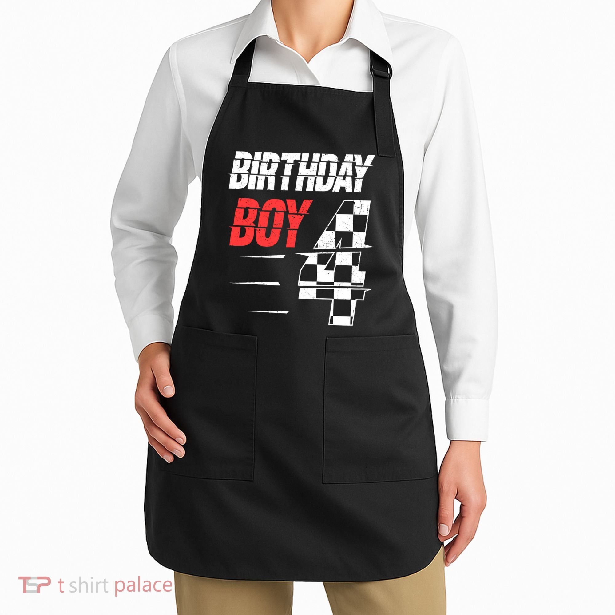 Birthday Boy 4 Four Racing Flag 4th Birthday Race Car Apron
