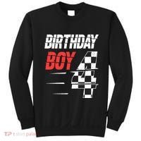 Birthday Boy 4 Four Racing Flag 4th Birthday Race Car Sweatshirt thumb 0