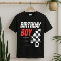 Birthday Boy 4 Four Racing Flag 4th Birthday Race Car T-Shirt thumb 2