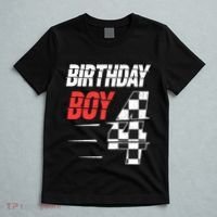 Birthday Boy 4 Four Racing Flag 4th Birthday Race Car T-Shirt thumb 5