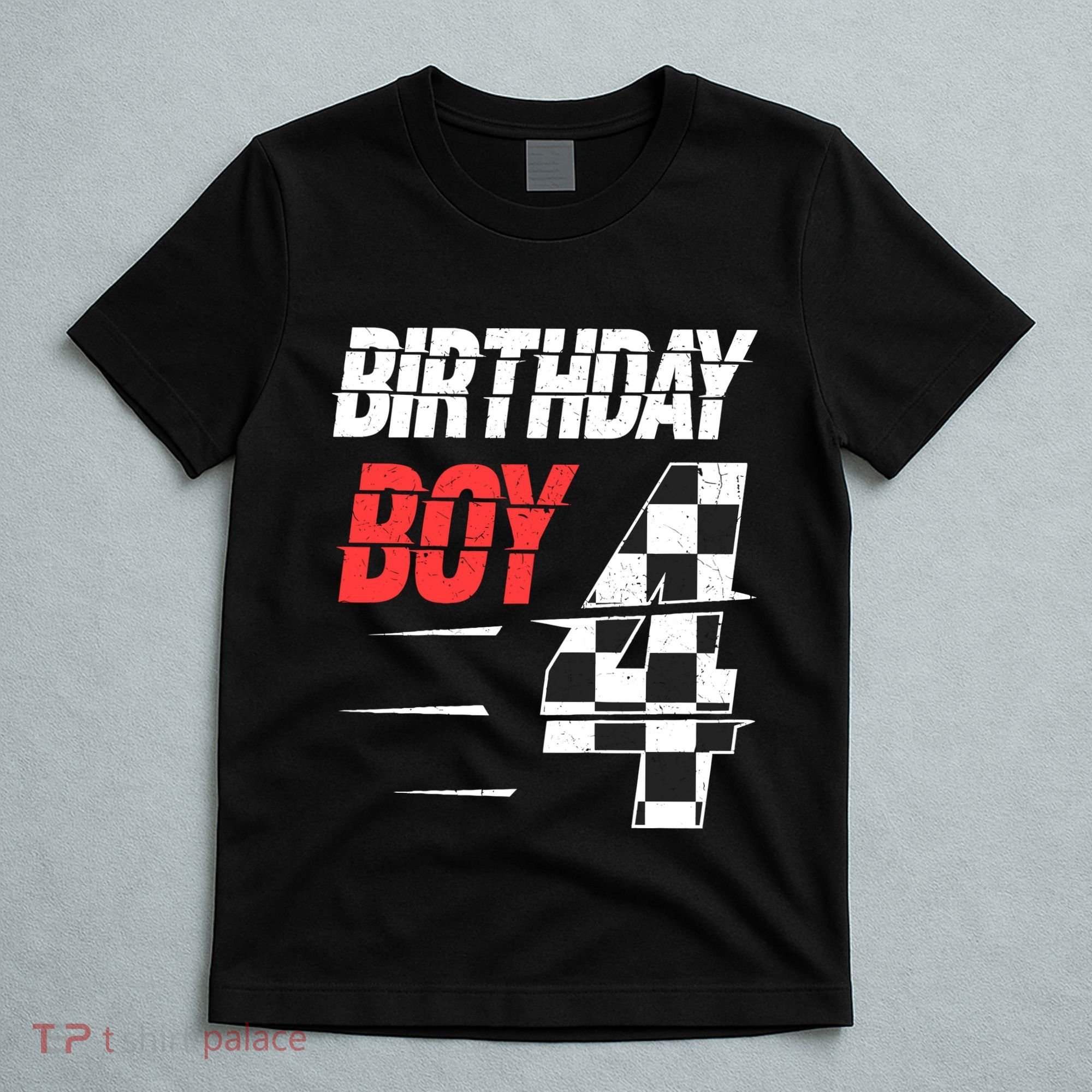 Birthday Boy 4 Four Racing Flag 4th Birthday Race Car T-Shirt