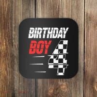 Birthday Boy 4 Four Racing Flag 4th Birthday Race Car Coaster thumb 0