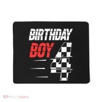 Birthday Boy 4 Four Racing Flag 4th Birthday Race Car Mousepad thumb 0