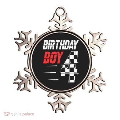 Birthday Boy 4 Four Racing Flag 4th Birthday Race Car Ornament