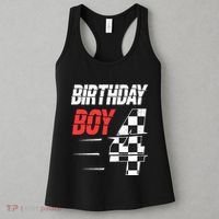 Birthday Boy 4 Four Racing Flag 4th Birthday Race Car Women's Tank Top thumb 3