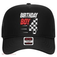 Birthday Boy 4 Four Racing Flag 4th Birthday Race Car Hat thumb 0