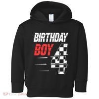 Birthday Boy 4 Four Racing Flag 4th Birthday Race Car Toddler Hoodie thumb 0