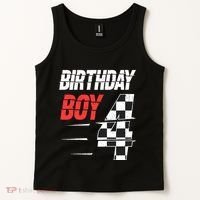 Birthday Boy 4 Four Racing Flag 4th Birthday Race Car Tank Top thumb 2