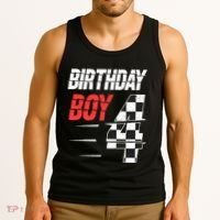 Birthday Boy 4 Four Racing Flag 4th Birthday Race Car Tank Top thumb 3