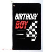Birthday Boy 4 Four Racing Flag 4th Birthday Race Car Golf Towel thumb 0