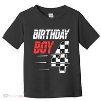 Birthday Boy 4 Four Racing Flag 4th Birthday Race Car Toddler T-Shirt thumb 0