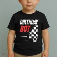 Birthday Boy 4 Four Racing Flag 4th Birthday Race Car Toddler T-Shirt thumb 2