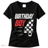 Birthday Boy 4 Four Racing Flag 4th Birthday Race Car Women's T-Shirt thumb 0