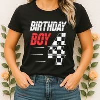 Birthday Boy 4 Four Racing Flag 4th Birthday Race Car Women's T-Shirt thumb 2