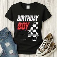 Birthday Boy 4 Four Racing Flag 4th Birthday Race Car Women's T-Shirt thumb 3