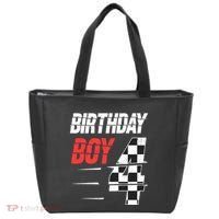 Birthday Boy 4 Four Racing Flag 4th Birthday Race Car Tote Bag thumb 0