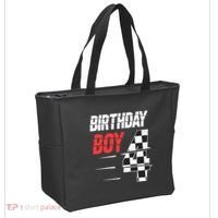 Birthday Boy 4 Four Racing Flag 4th Birthday Race Car Tote Bag thumb 2