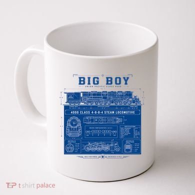 Big Boy 4000 Blueprint Steam Locomotive Train Coffee Mug