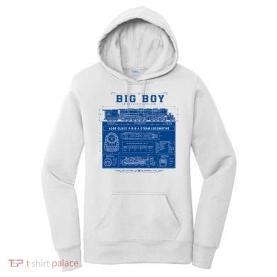 Big Boy 4000 Blueprint Steam Locomotive Train Women's Hoodie
