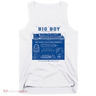 Big Boy 4000 Blueprint Steam Locomotive Train Tank Top