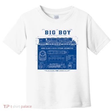 Big Boy 4000 Blueprint Steam Locomotive Train Toddler T-Shirt