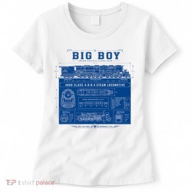 Big Boy 4000 Blueprint Steam Locomotive Train Women's T-Shirt