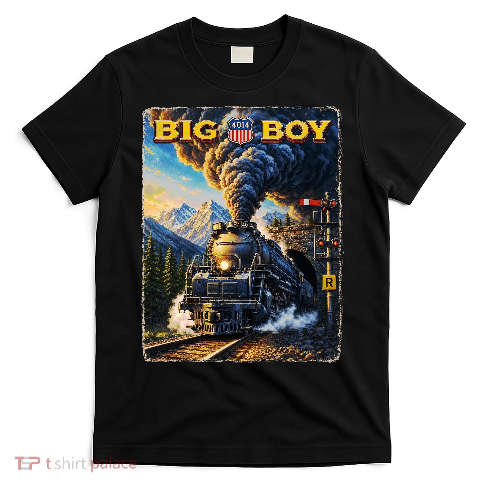 Big Boy 4014 Van Gogh Vintage Steam Locomotive T-Shirt