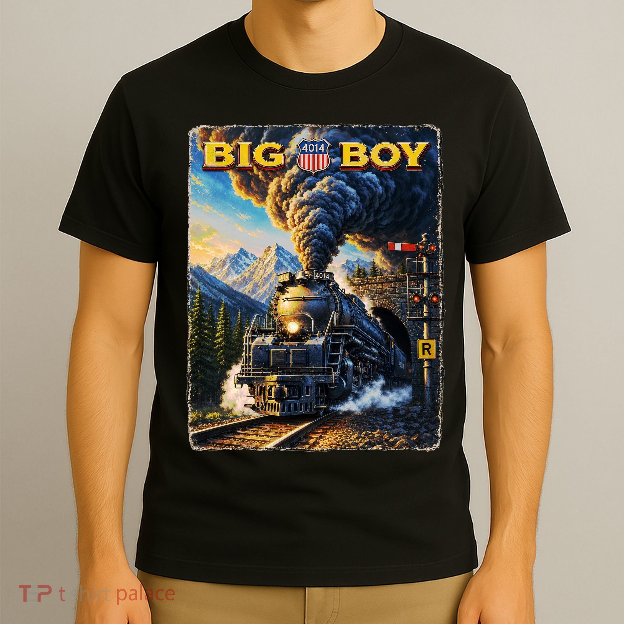Big Boy 4014 Van Gogh Vintage Steam Locomotive T-Shirt