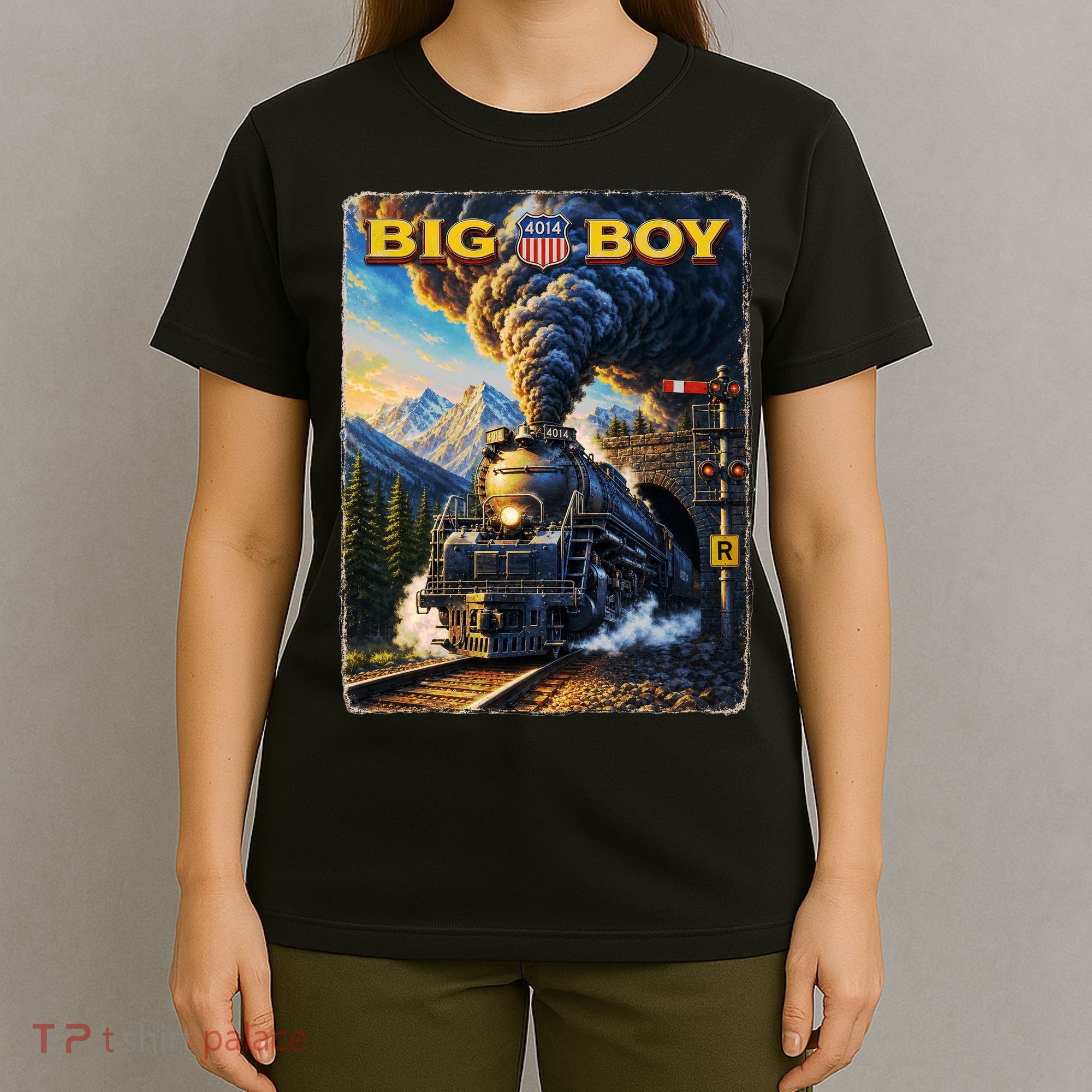 Big Boy 4014 Van Gogh Vintage Steam Locomotive T-Shirt